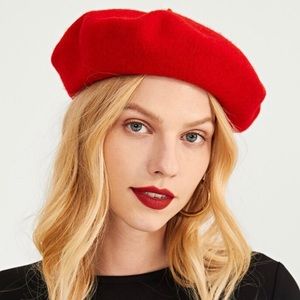 Plain red beret